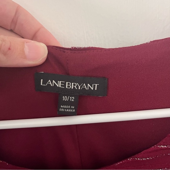 Lane Bryant Burgundy A-Line Midi Dress Crewneck 10/12 - Picture 3 of 13